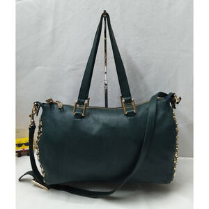 Juicy Couture Forest Green Leather Studded Top Handle Satchel Shoulder Bag
